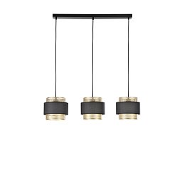 Závěsné svítidlo Lounge zlatá + černá konstrukce, 3 x E27, 85 x 200 cm - FANEUROPE Obrázek pro produkt Závěsné svítidlo Lounge zlatá + černá konstrukce, 3 x E27, 85 x 200 cm - FANEUROPE