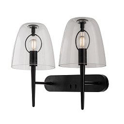 Nástěnné svítidlo Ares, černé, 2 x E14, 42 x 22 x 33,7 cm - FANEUROPE Obrázek pro produkt Nástěnné svítidlo Ares, černé, 2 x E14, 42 x 22 x 33,7 cm - FANEUROPE