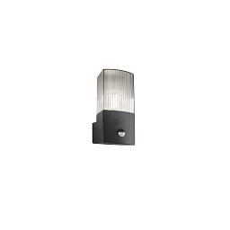 Nástěnné svítidlo Dark, hliník/antracit, 1 x E27, se senzorem, difuzor PC Fumé, IP54 - FANEUROPE Obrázek pro produkt Nástěnné svítidlo Dark, hliník/antracit, 1 x E27, se senzorem, difuzor PC Fumé, IP54 - FANEUROPE