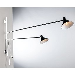 Nástěnné svítidlo Duetto, nastavitelný, černé, 2 x E27, 154 x 20,5 x 90 cm - FANEUROPE Obrázek pro produkt Nástěnné svítidlo Duetto, nastavitelný, černé, 2 x E27, 154 x 20,5 x 90 cm - FANEUROPE