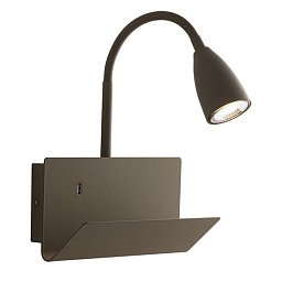 Nástěnné svítidlo Gulp Flessibile, hnědé, s USB 2 A, 1 x GU10, 23 x 27 x 49 cm - FANEUROPE Obrázek pro produkt Nástěnné svítidlo Gulp Flessibile, hnědé, s USB 2 A, 1 x GU10, 23 x 27 x 49 cm - FANEUROPE