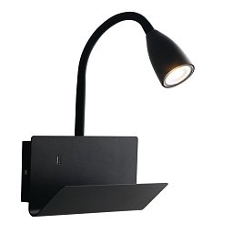 Nástěnné svítidlo Gulp Flessibile, černé, s USB 2 A, 1 x GU10, 23 x 27 x 49 cm - FANEUROPE Obrázek pro produkt Nástěnné svítidlo Gulp Flessibile, černé, s USB 2 A, 1 x GU10, 23 x 27 x 49 cm - FANEUROPE