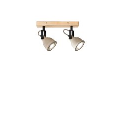 Nástěnné svítidlo Kisa, šedá/dřevo, 2 x GU10, 30 x 8 x 15,9 cm - FANEUROPE Obrázek pro produkt Nástěnné svítidlo Kisa, šedá/dřevo, 2 x GU10, 30 x 8 x 15,9 cm - FANEUROPE