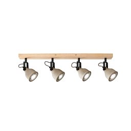 Nástěnné svítidlo Kisa, šedá/dřevo, 4 x GU10, 70 x 8 x 15,9 cm - FANEUROPE Obrázek pro produkt Nástěnné svítidlo Kisa, šedá/dřevo, 4 x GU10, 70 x 8 x 15,9 cm - FANEUROPE