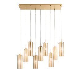 Závěsné svítidlo Magic, zlatá/jantar, 9 x E27, 90 x 150 cm - FANEUROPE Obrázek pro produkt Závěsné svítidlo Magic, zlatá/jantar, 9 x E27, 90 x 150 cm - FANEUROPE