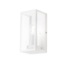 Venkovní nástěnné svítidlo Mondrian, kov/sklo, bílé, 1 x E27, 23,6 x 11 x 13 cm, IP44 - FANEUROPE Obrázek pro produkt Venkovní nástěnné svítidlo Mondrian, kov/sklo, bílé, 1 x E27, 23,6 x 11 x 13 cm, IP44 - FANEUROPE