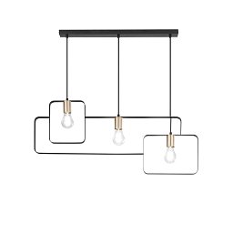 Závěsné svítidlo SMITH černá/zlatá, 3xE27, 88,5 x 150 cm - FANEUROPE Obrázek pro produkt Závěsné svítidlo SMITH černá/zlatá, 3xE27, 88,5 x 150 cm - FANEUROPE