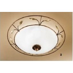 Stropní svítidlo 2xE14, antik, dekor list, průměr 40cm - ORION Obrázek pro produkt Stropní svítidlo 2xE14, antik, dekor list, průměr 40cm - ORION