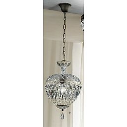 Závěsné svítidlo 1xE27 antik/křišťálové závěsy, průměr 25cm - ORION Obrázek pro produkt Závěsné svítidlo 1xE27 antik/křišťálové závěsy, průměr 25cm - ORION