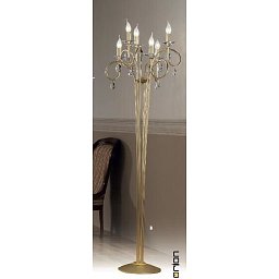Stojací lampa matné zlato, Swarovski závěsy, výška 175cm - ORION Obrázek pro produkt Stojací lampa matné zlato, Swarovski závěsy, výška 175cm - ORION