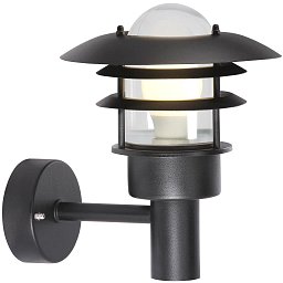Venkovní nástěnné svítidlo Lønstrup 22 1x60W E27 černá čirá - NORDLUX Obrázek pro produkt Venkovní nástěnné svítidlo Lønstrup 22 1x60W E27 černá čirá - NORDLUX