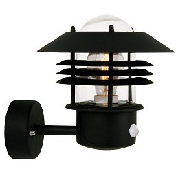 Venkovní nástěnné svítidlo Vejers Sensor 1x60W E27 černá čirá - NORDLUX Obrázek pro produkt Venkovní nástěnné svítidlo Vejers Sensor 1x60W E27 černá čirá - NORDLUX