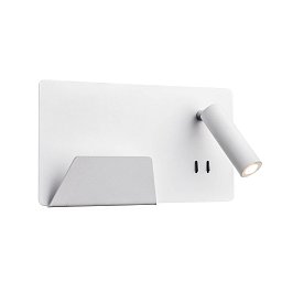 SOMNILA SPOT vnitřní nástěnné svítidlo LED 3000K, bílá, verze vlevo vč. USB přípojky - BIG WHITE (SLV) Obrázek pro produkt SOMNILA SPOT vnitřní nástěnné svítidlo LED 3000K, bílá, verze vlevo vč. USB přípojky - BIG WHITE (SLV)