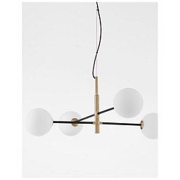Závěsné svítidlo VITRA saténový zlatý a černý kov bílé opálové sklo G9 4x5W 220V IP20 bez žárovky - NOVA LUCE Obrázek pro produkt Závěsné svítidlo VITRA saténový zlatý a černý kov bílé opálové sklo G9 4x5W 220V IP20 bez žárovky - NOVA LUCE