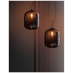 Závěsné svítidlo HUNTER černý hliník a kouřové sklo E27 1x12W IP20 bez žárovky - NOVA LUCE Obrázek pro produkt Závěsné svítidlo HUNTER černý hliník a kouřové sklo E27 1x12W IP20 bez žárovky - NOVA LUCE