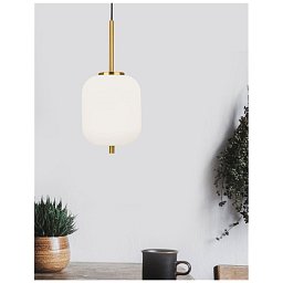 Závěsné svítidlo LATO opálové sklo antický mosazný kov černý kabel E14 1x5W 230V IP20 bez žárovky - NOVA LUCE Obrázek pro produkt Závěsné svítidlo LATO opálové sklo antický mosazný kov černý kabel E14 1x5W 230V IP20 bez žárovky - NOVA LUCE