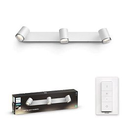 Obrázek pro produkt Hue White Ambiance Bodové koupelnové svítidlo Philips Adore BT 34180/31/P6 LED GU10 3x5W 3x350lm 2200-6500K IP44 230V, bílé s dálkovým ovladačem a Bluetooth - PHILIPS