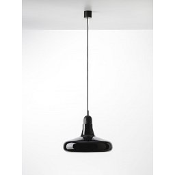 Obrázek pro produkt Shadows XL, závěsné svítidlo, ručně foukané sklo, lesklá černá / černý dub / černý kabel, 5W LED, prům. 39,5cm - BROKIS A