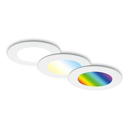 Obrázek pro produkt RGB-CCT LED vestavná svítidla sada, pr.9,2 cm, 3x LED, 4,8 W, 450 lm, bílé - BRILONER