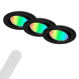 Obrázek pro produkt 3ks sada CCT RGB vestavné svítidlo, pr. 8,6 cm, 4,9 W, 400 lm, černá - BRILO