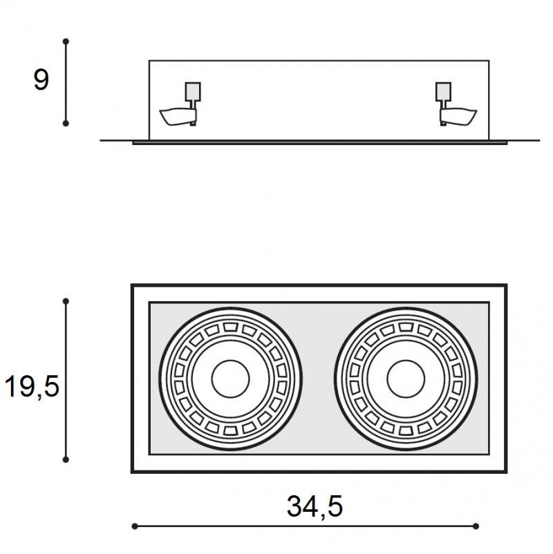 AZZ AZ2876 Stropní zápustné bodové svítidlo Azzardo Nova 2 white/white AZ2876 GU10+ADAP111/ES111 2x40/2x50W IP20 34,5cm bílé - AZZARDO (obrázek 4)