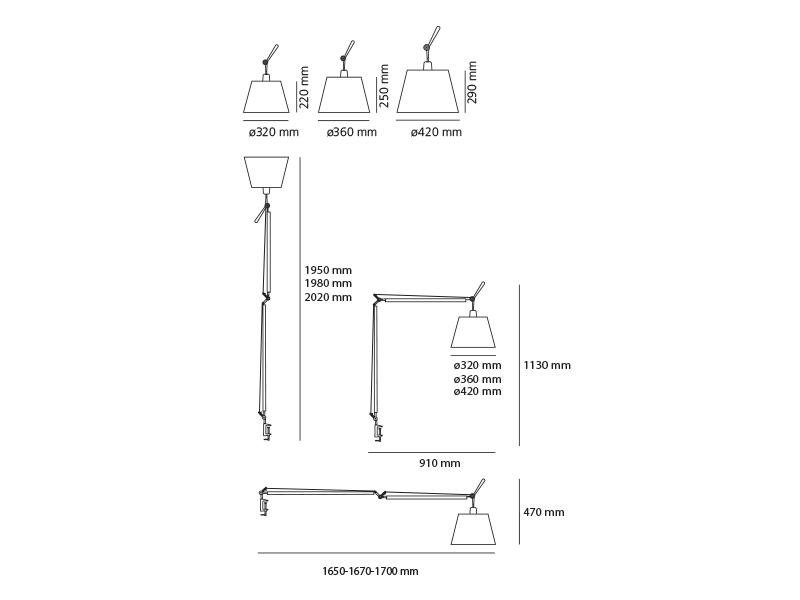 AR 0564010A Tolomeo Mega stolní/stojací/nástěnná lampa - hliník s vypínačem on/off - tělo lampy - ARTEMIDE (obrázek 2)