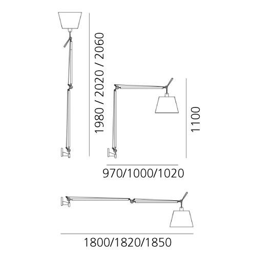 AR 0564010A Tolomeo Mega stolní/stojací/nástěnná lampa - hliník s vypínačem on/off - tělo lampy - ARTEMIDE (obrázek 4)