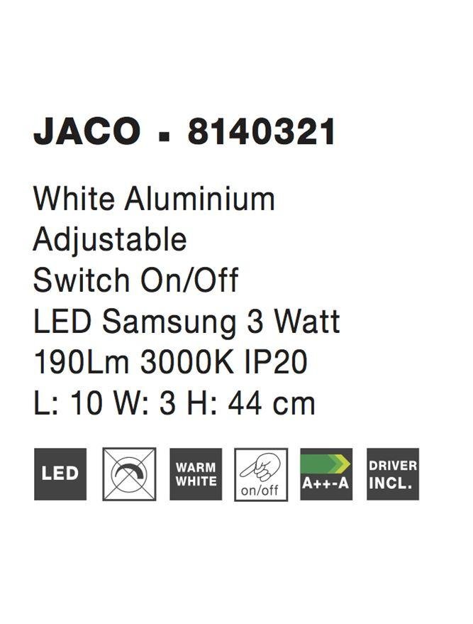 NV 8140321 Bodové svítidlo JACO bílý hliník LED 3W 3200K nastavitelné vypínač na těle - NOVA LUCE (obrázek 5)