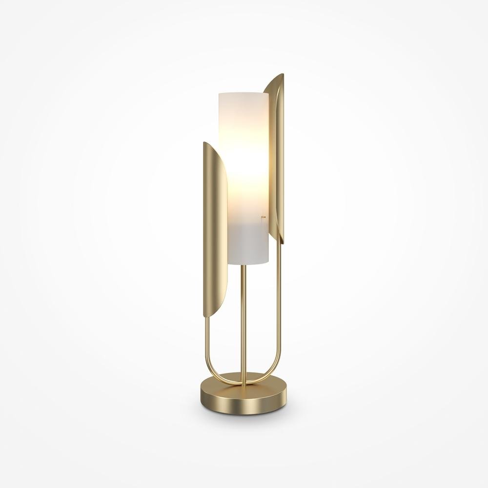 Levně M Z014TL-01G Stolní lampa Cipresso 40W bílá zlatá kov sklo designová - MAYTONI