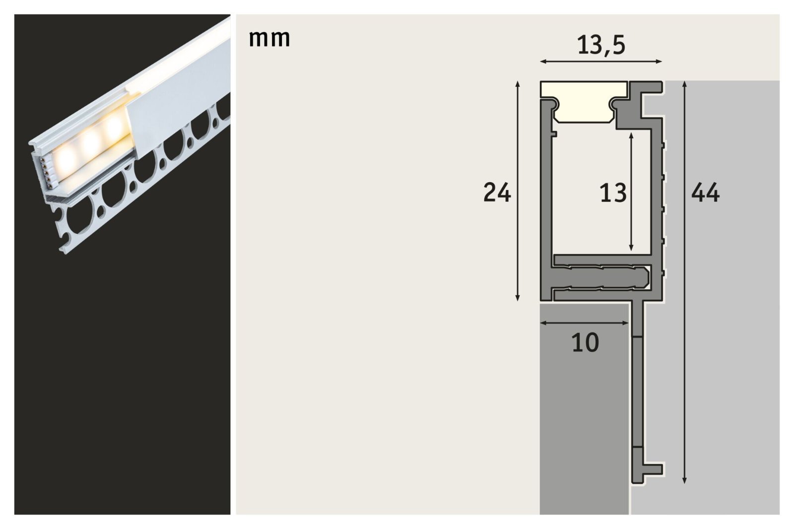P 78403 LumiTiles LED Strip vestavný profil Top 2m hliník eloxovaný/satén - PAULMANN (obrázek 3)