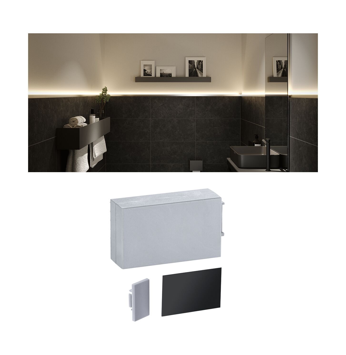 P 78407 LumiTiles příslušenství kryt pro profil Top  45x24mm šedá - PAULMANN
