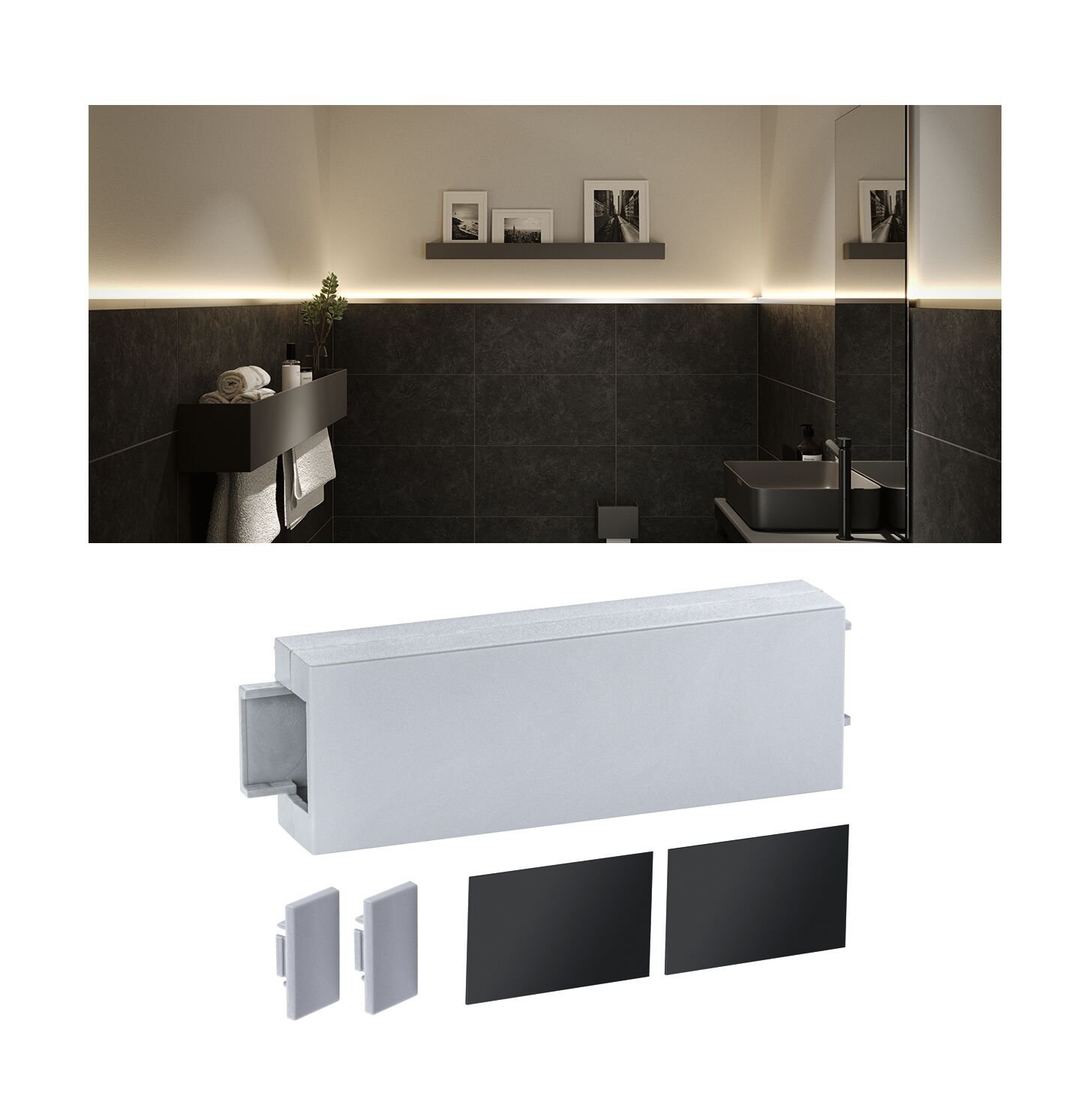 P 78408 LumiTiles příslušenství kryt pro profil Top  80x24mm šedá - PAULMANN