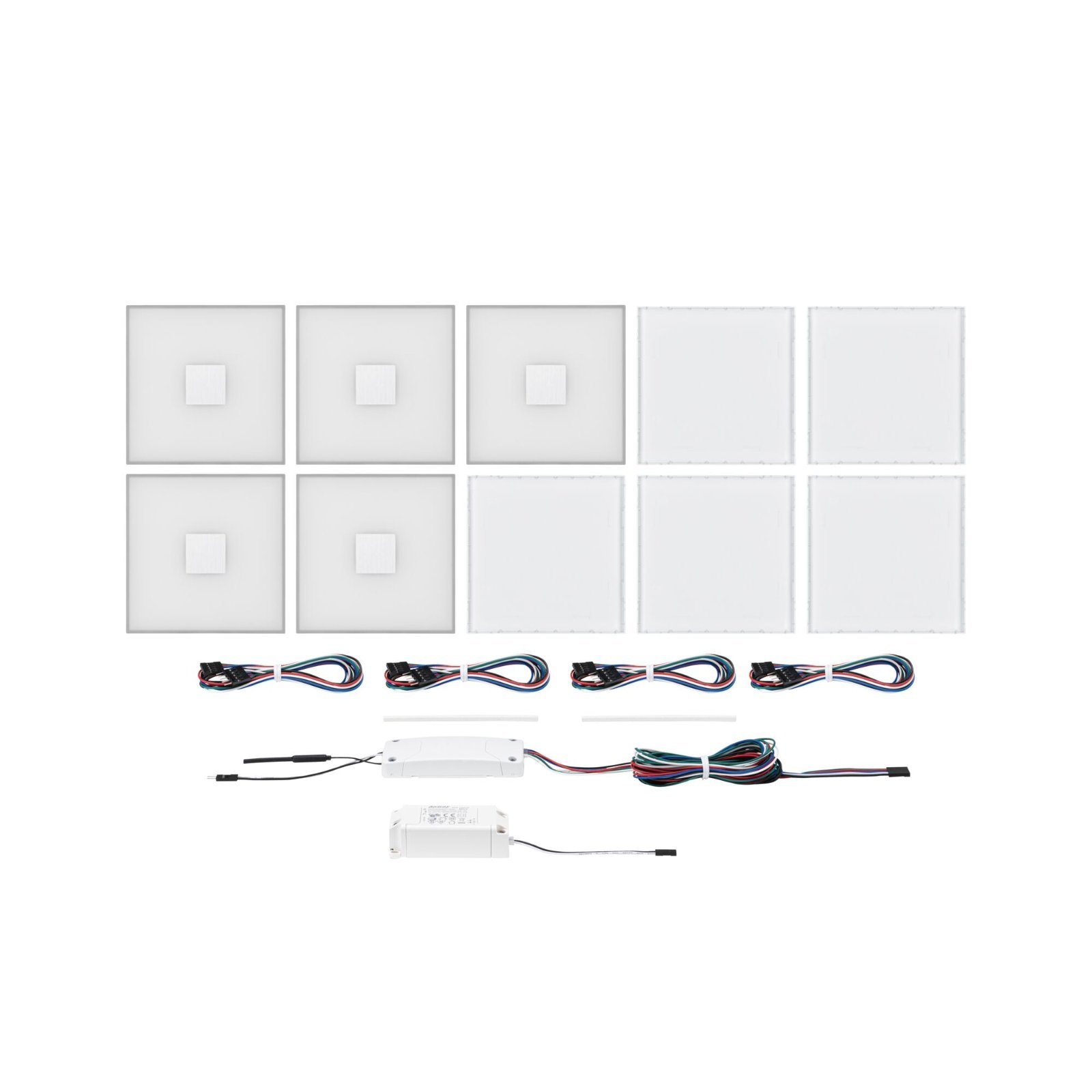 P 78413 LumiTiles LED dlaždice čtvercová 5ks sada IP44 100x10mm 230/12V 5x0,75W stmívatelné 2700K bílá umělá hmota/hliník - PAULMANN (obrázek 19)