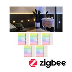 Obrázek pro produkt LumiTiles LED dlaždice čtvercová 5ks sada IP44 100x10mm 230/12V 5x0,75W stmívatelné 2700K bílá umělá hmota/hliník - PAULMANN