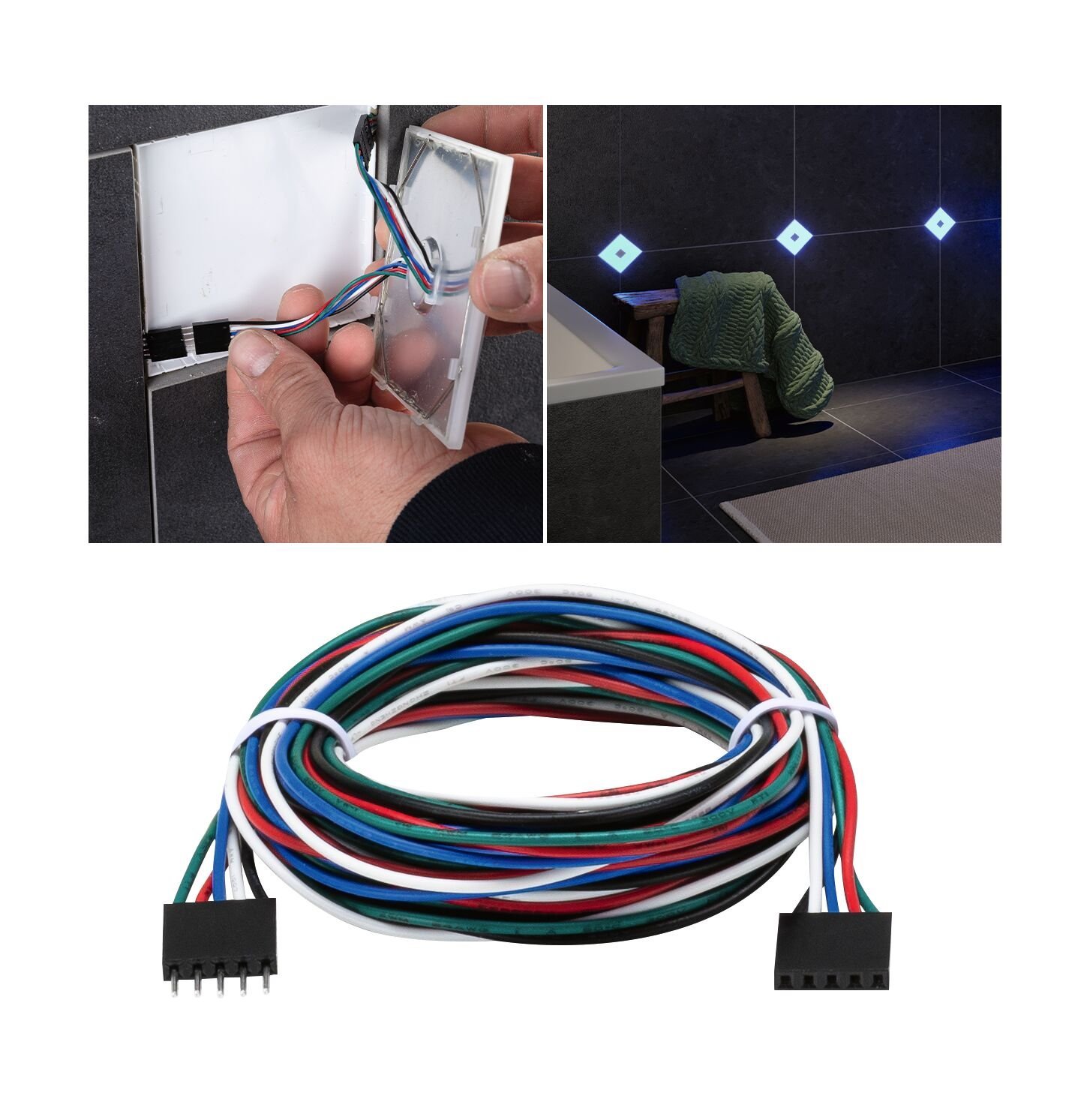 P 78422 LumiTiles kabel Square RGBW 1,9m 12V černá umělá hmota - PAULMANN