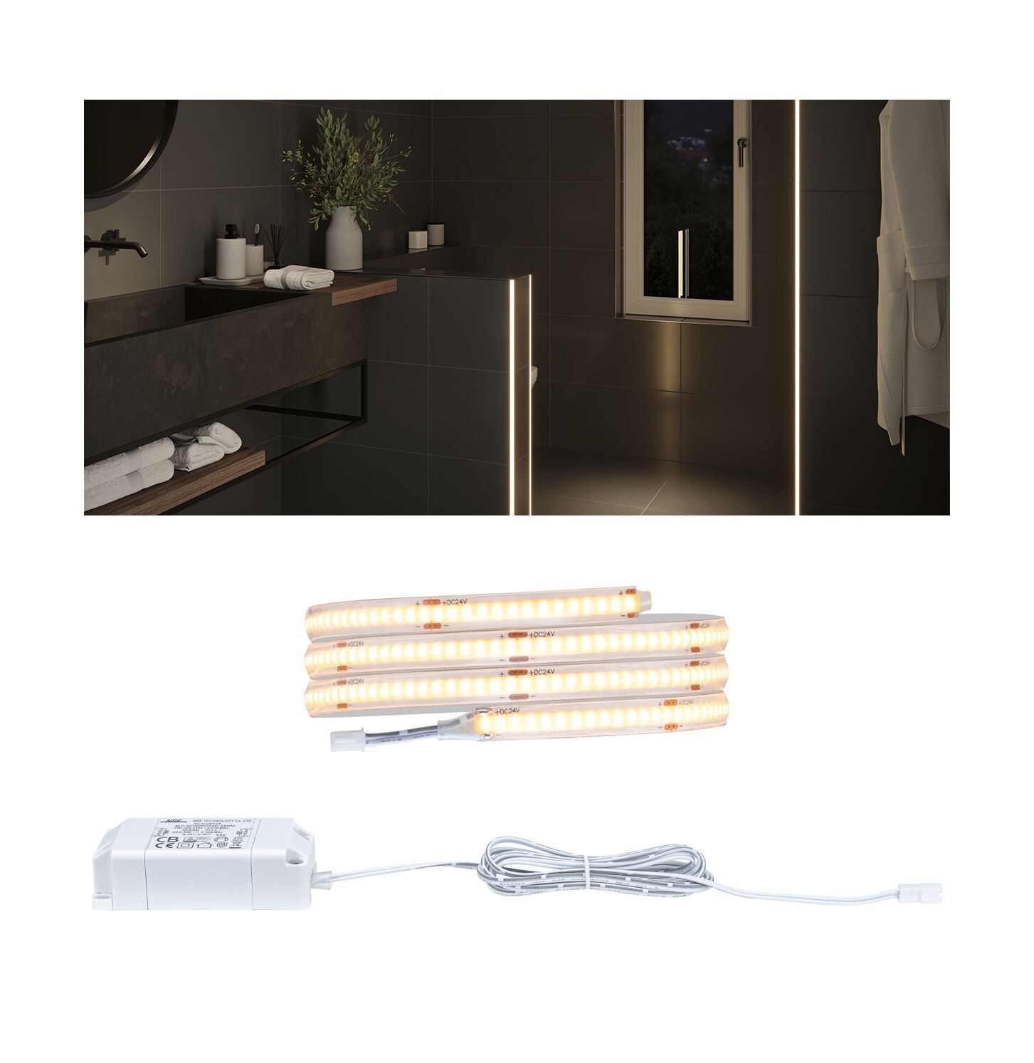 P 78424 LumiTiles LED pásek Full-Line COB Slim 1m IP44 3W 280LEDs/m 2700K 7VA - PAULMANN
