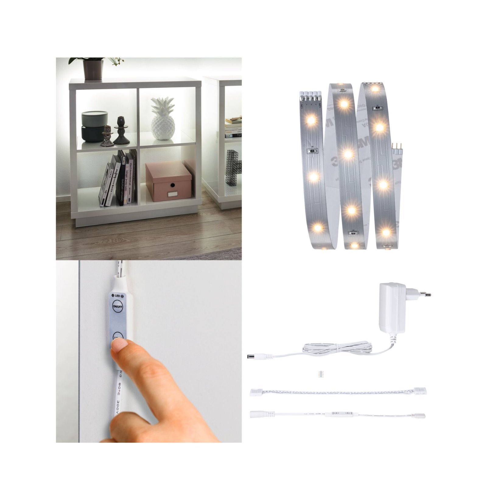 P 78895 MaxLED 250 LED Strip Regal Comfort základní sada 1m 4W 300lm/m 30LEDs/m 2700K 12VA - PAULMANN