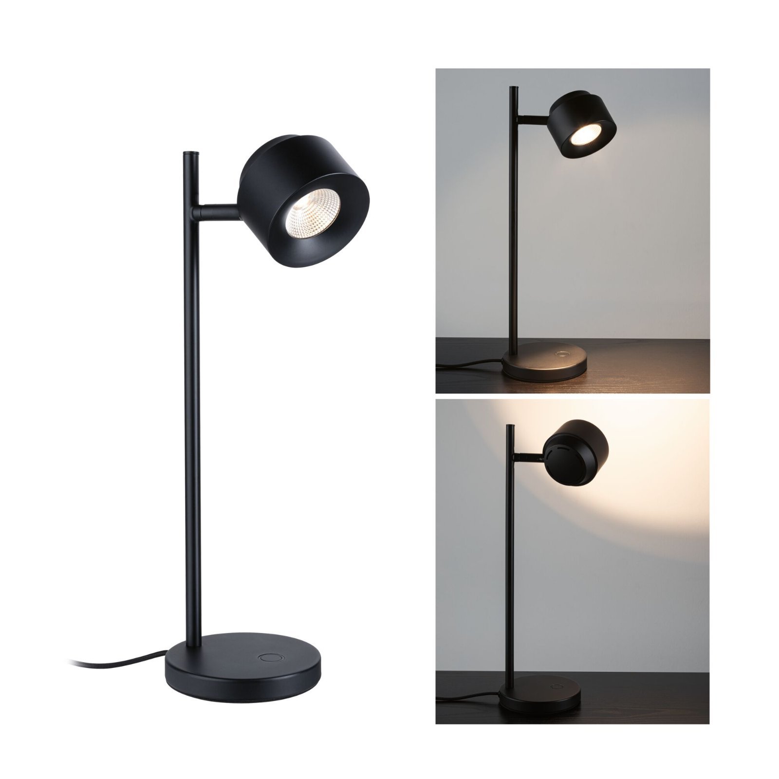 P 79777 LED stolní lampa 3-krokové-stmívatelné Puric Pane 2700K 5,5W černá - PAULMANN