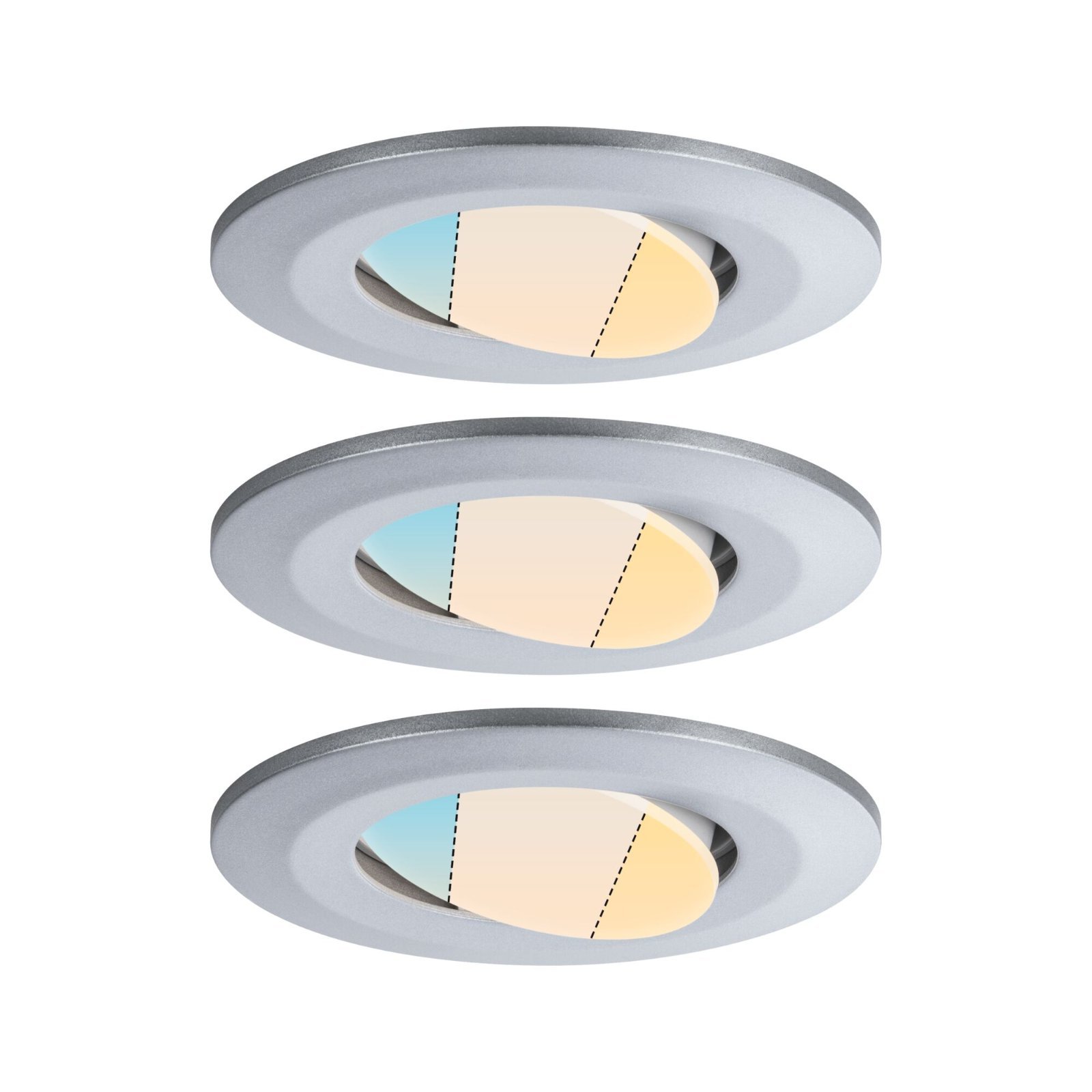 P 93095 HomeSpa LED vestavné svítidlo Calla 3ks sada výklopné IP65 90mm 30° 3x5W 230V CCT matný chrom - PAULMANN