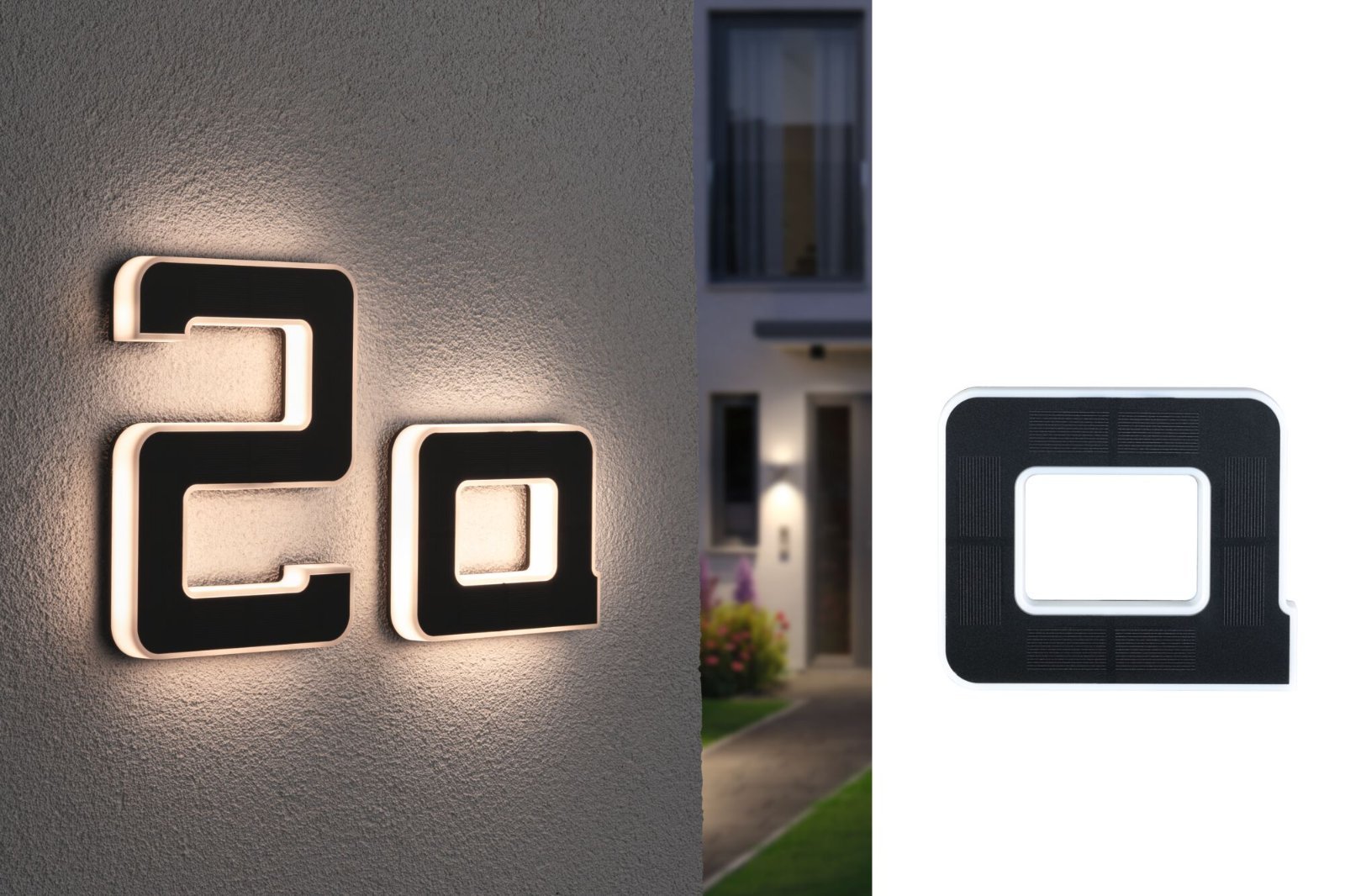 P 94650 Solární LED domovní číslo a svítidlo písmeno A vč. vyměnitelné nabíjecí baterie IP44 3000K černá - PAULMANN