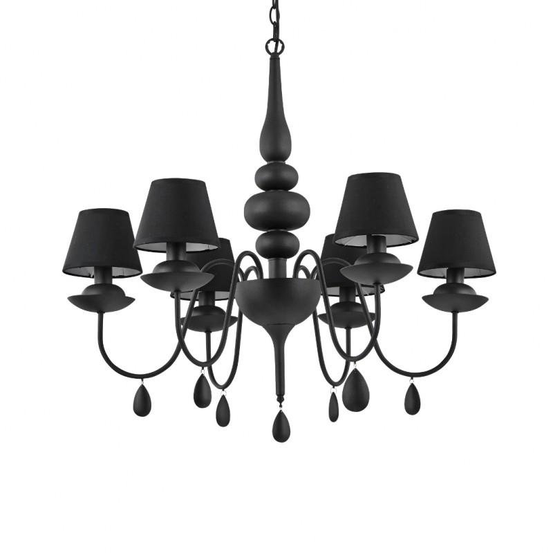ILUX 111872 Závěsné svítidlo Ideal Lux Blanche SP6 nero 111872 černé 75cm   - IDEALLUX