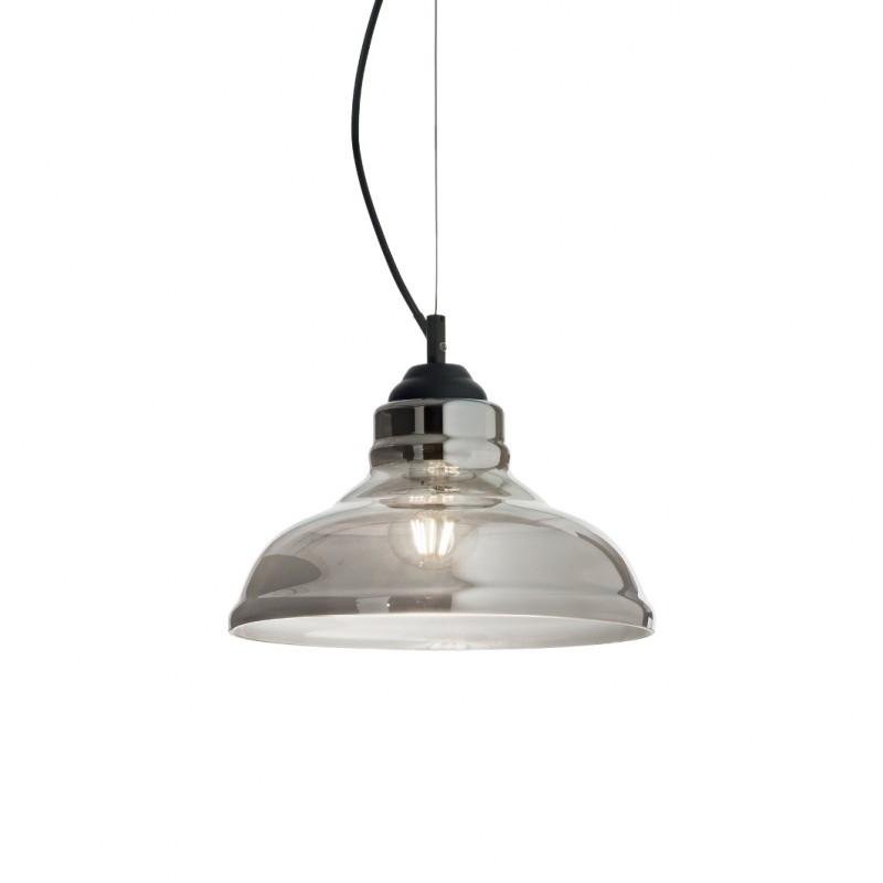 ILUX 112343 Závěsné svítidlo Ideal Lux Bistro' SP1 plate fume' 112343 šedé 28cm   - IDEALLUX