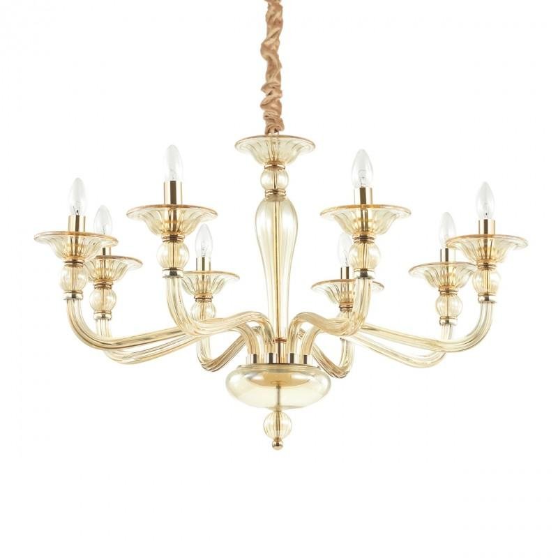 ILUX 159973 Závěsné svítidlo Ideal Lux Danieli SP8 ambra 159973 zlaté 8x40W - IDEALLUX