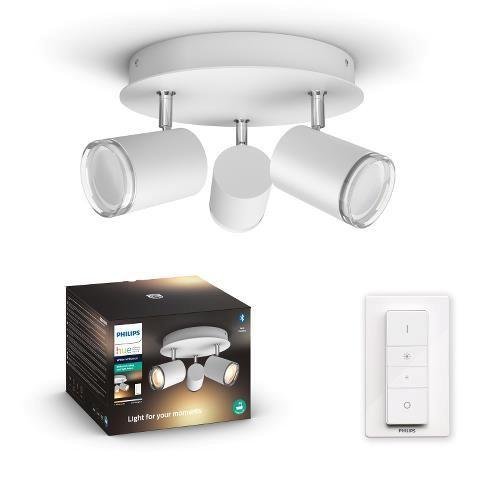 PH 34181/31/P6 Hue White Ambiance Bodové koupelnové svítidlo Philips Adore BT 34181/31/P6 LED GU10 3x5W 3x350lm 2200-6500K IP44 230V, bílé s dálkovým ovladačem a Bluetooth - PHILIPS