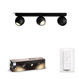 Obrázek pro produkt Hue White Ambiance Bodové svítidlo Philips Buckram BT 50473/30/P6 LED GU10 3x5W 3x350lm 2200-6500K 230V, černé s dálkovým ovladačem a Bluetooth - PHILIPS HUE (915005918701)