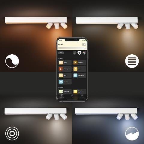 PH 50609/31/P7 Hue LED White and Color Ambiance Stropní bodové svítidlo Philips Centris BT 50609/31/P7 34W + 3x5,7W GU10, 3550lm, 2000K-6500K, RGB, IP20, bílé - PHILIPS HUE (915005928401) (obrázek 6)