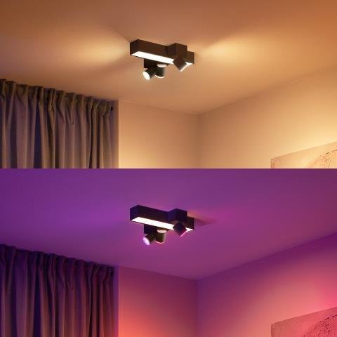 PH 50608/30/P7 Hue LED White and Color Ambiance Stropní bodové svítidlo Philips Centris BT 50608/30/P7 25W + 3x5,7W GU10, 3050lm, 2000K-6500K, RGB, IP20, černé - PHILIPS HUE (915005928501) (obrázek 3)