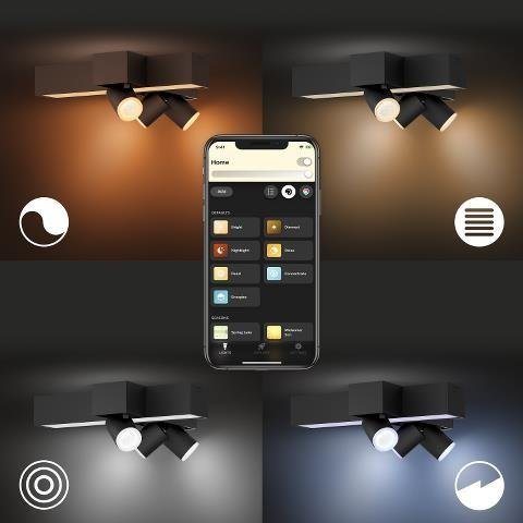 PH 50608/30/P7 Hue LED White and Color Ambiance Stropní bodové svítidlo Philips Centris BT 50608/30/P7 25W + 3x5,7W GU10, 3050lm, 2000K-6500K, RGB, IP20, černé - PHILIPS HUE (915005928501) (obrázek 6)
