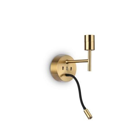 ILUX 259857 Nástěnné svítidlo Ideal Lux SET UP MAP2 OTTONE 259857 E27 1x60W + LED 3W 220lm 3000K IP20 21cm broušená mosaz - IDEALLUX