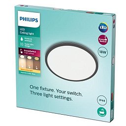 Obrázek pro produkt AKCE - LED Koupelnové stropní svítidlo Philips Superslim CL550 8719514327283 18W 1500lm 2700K IP44 30cm černé, 3-krokové stmívání - PHILIPS (929002667901)